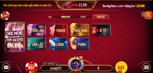 Giao diện game mậu binh ManClub